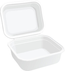 white open styrofoam food container isolated on transparent background