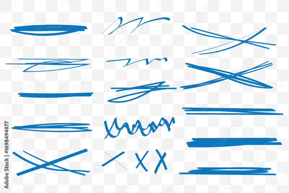 Canvas Prints scribble doodle underlines set. underline and cross markers collection. doodle lines isolated on whi