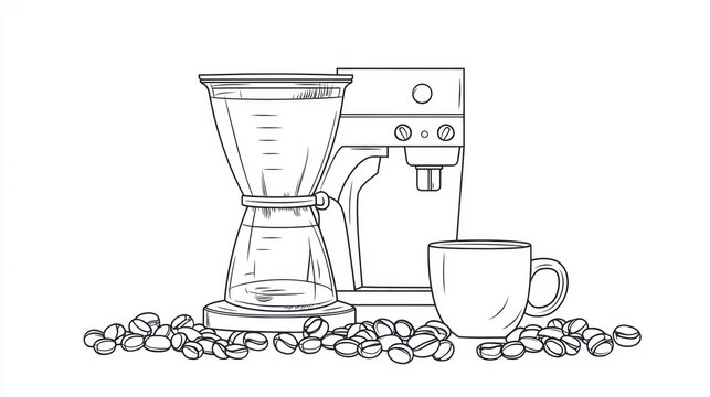 Coffee brewing equipment illustration