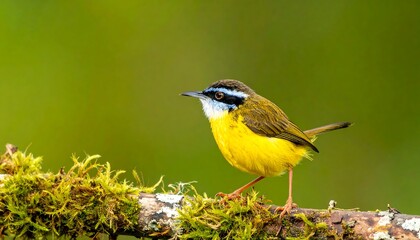 Naklejka premium Small yellow bird on branch
