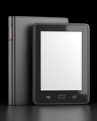 E-Reader with Leather Cover Mockup on Black