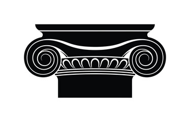 Ionic Column Capital Icon &ndash; Classical Architecture Vector with Volutes and Decorative Details