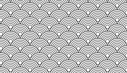 Seamless Japanese Seigaiha wave pattern vector, traditional oriental scallop ocean background design.