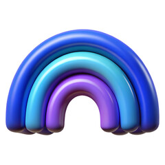 3d icon of blue violet rainbow isolated on white background 