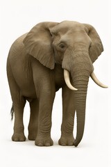 Obraz premium African elephant isolated on white background. Wildlife conservation, safari adventures, and the grandeur of nature.