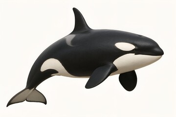 Fototapeta premium Killer whale isolated on a white background. Orca whale. Ocean wildlife, intelligence, strength, and the beauty of aquatic life in the wild