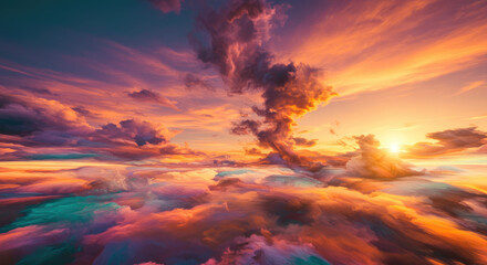 Fototapeta premium Dramatic sunset clouds vibrant sky