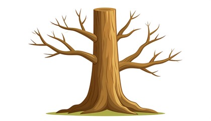 Cartoon illustration of a bare winter tree