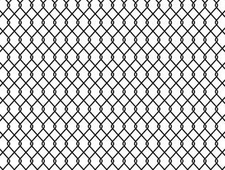 Fototapeta premium Seamless steel wire chain link fence lattice vector pattern, metal mesh grid background.