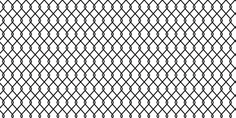 Fototapeta premium Seamless steel wire chain link fence vector pattern, realistic metal mesh background.