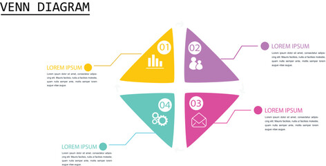 Venn Diagram, 4 Objects, Circle, Infographic, Icons
