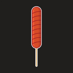 Grilled sausage. Bbq. Design elemen. Vector illustration in trendy flat style isolated on color background. Grilled sausage menu illustration.