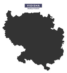 Obraz premium Vidisha city map silhouette vector for tourism guides, classroom charts, and infographic design, clean black outline isolated on white