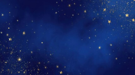 Fototapeta premium Deep blue starry sky dotted with golden stars