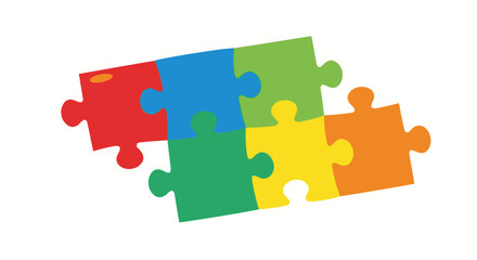 Colorful Jigsaw Puzzle - Unity, Teamwork, and Problem-Solving Illustration.