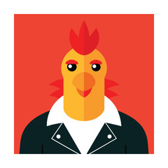 Cartoon Rooster Wearing a Leather Jacket chicken bird