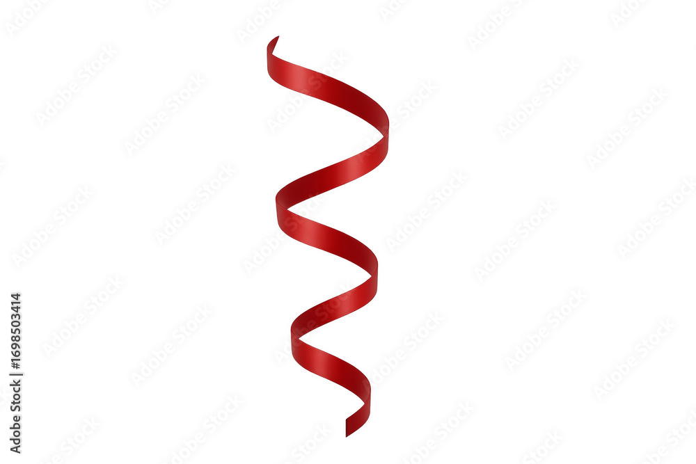 Poster red ribbon curled and isolated on transparent background