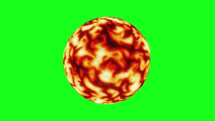 Bright yellow-orange glowing star spinning, isolated on a green screen background. Ideal for space documentaries, sci-fi movies, astronomy education, or cosmic VFX projects.