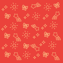 Red background with white stars and ribbons. Perfect for festive designs and holiday-themed projects.