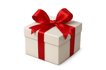 Fototapeta premium White gift box with red bow on transparent background