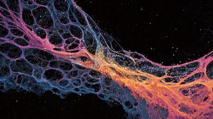 Glowing molecular structures of fat cells against a cosmic background, representing dietary impact.