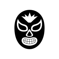Black and white lucha libre wrestling mask icon. mask icon