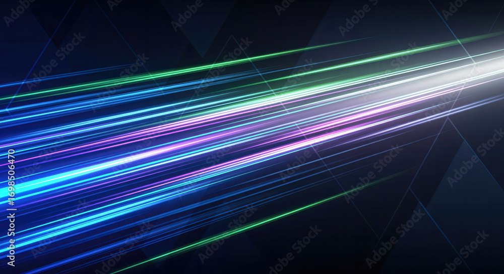 Poster abstract high-speed motion background with dynamic light trails and blur, perfect for futuristic tec