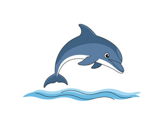 Obraz premium A playful blue dolphin leaps gracefully over the ocean waves on a sunny day