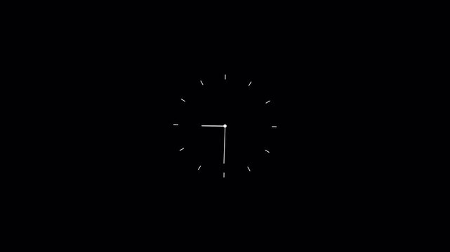 Analog clock animation with transparent background, wall clock ticking animation, clock moving nedeels with Alpha&nbsp;channel&nbsp;in&nbsp;4k.
