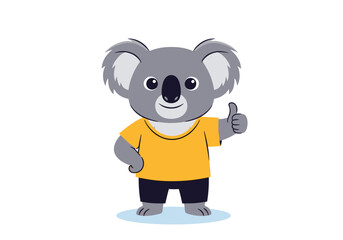 Cute cartoon koala giving thumbs up with a friendly smile