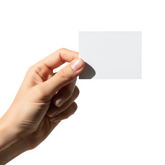 Fototapeta premium Hand holding blank card isolated on transparent background