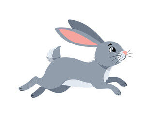 An animated bunny rabbit hopping with energy across a white background