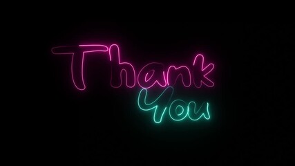 Glowing Neon Thank You Message Animation - Powered by Adobe
