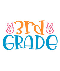 3rd Grade Third Grade typography clip art design on plain white transparent isolated background for card, shirt, hoodie, sweatshirt, apparel, tag, mug, icon, poster or badge