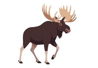 Majestic moose with large antlers walking gracefully in autumn forest landscape