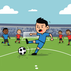 Fototapeta premium Soccer kick cartoon