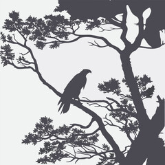 a majestic bird perched on tree branch under moonlight