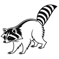 Obraz premium Stylized black and white illustration of a raccoon on a white background