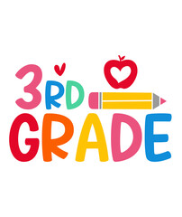 3rd Grade Third Grade typography clip art design on plain white transparent isolated background for card, shirt, hoodie, sweatshirt, apparel, tag, mug, icon, poster or badge
