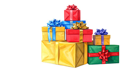  Pile of Colorful Wrapped Gift Boxes for Birthday and Christmas &ndash; Transparent PNG