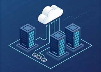 Cloud computing network connecting servers and data storage