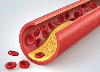 Artery blockage atherosclerosis plaque buildup medical illustration