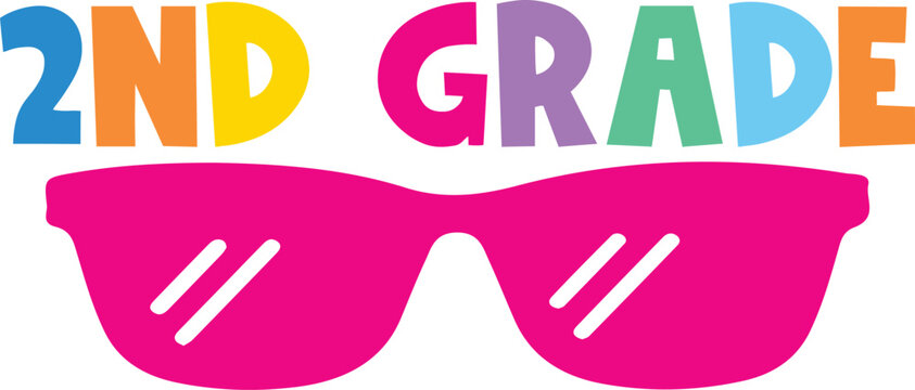 2nd Grade Second Grade back to school typography clip art design on plain white transparent isolated background for card, shirt, hoodie, sweatshirt, apparel, tag, mug, icon, poster or badge