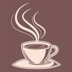 a steaming cup of coffee on saucer with elegant steam