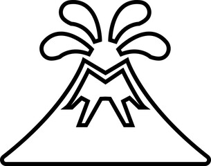 Volcano eruption line icon. Depicting eruption with smoke cloud, ash for education resources. Natural disaster symbol of mountain, lava, magma, explosion, earth science, environment hazard vector.