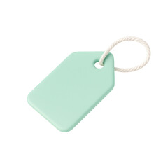 Fototapeta premium 3D mint green price tag with rope, symbolizing sale, product label, and discount. Perfect for retail, marketing, and e-commerce content. 