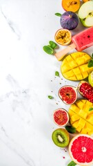 Colorful fruit platter on marble