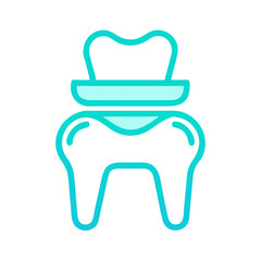 Dental implant icon in vibrant teal on black background