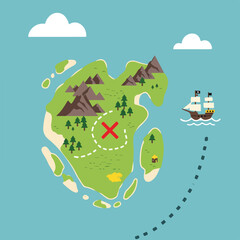 Fototapeta premium Treasure Map Island