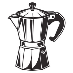 a classic italian coffee maker with shiny metallic surface